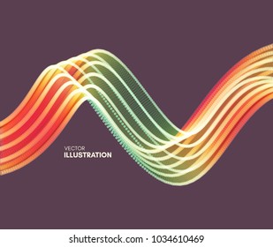 Wavy background with motion effect. 3d technology style. Vector illustration.