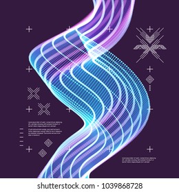 Wavy background with motion effect. 3d technology style. Vector illustration.