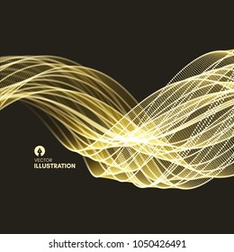 Wavy background with motion effect. 3d technology style. Vector illustration.