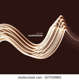 Wavy background with motion effect. 3d technology style. Vector illustration.