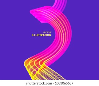 Fundo ondulado com efeito de movimento. estilo de tecnologia 3d. Ilustração vetorial.