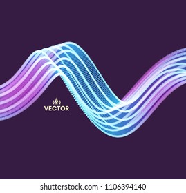 Wavy background with motion effect. 3d technology style. Vector illustration.