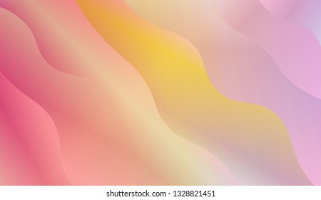 Wavy Background in Pastel Color Design. Fluid Shapes. Contrast colors. Vector illustration with geometric shapes layers. Futuristic wavy backdrop. Gradient