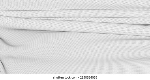 Wavy background from a polygonal wireframe made of black lines isolated on a white background. Vector illustration