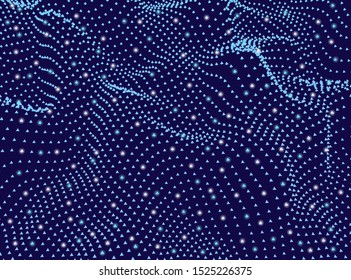 Wavy background with rhombuses and luminous lights. Vector illustration.