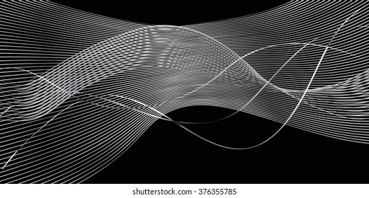 Wavy background. Silver wave on black background. Vector file with layers. For art, web, print, fashion, textile, album, business card graphic design.