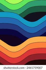 wavy background of three color combination with paper cut style