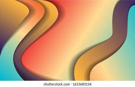 Wavy background with trendy gradient shapes composition