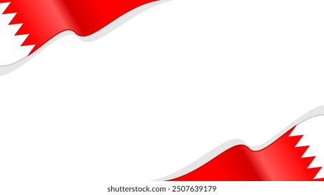 wavy bahrain flag frame background with copy space for text. bahrain national day