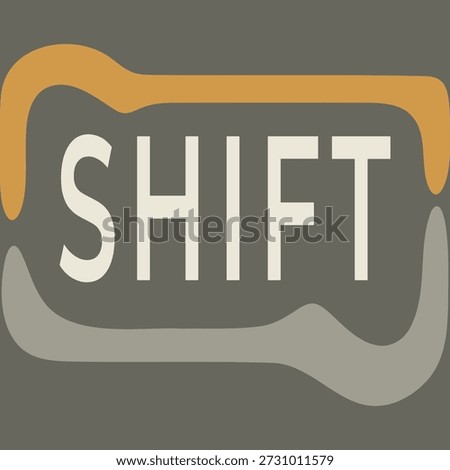 Wavy banner style badge with shift lettering in a bold modern graphic shape