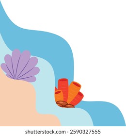 Wavy Beach with Coral Corner