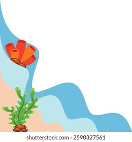 Wavy Beach with Coral Corner