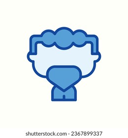 wavy, beard blue icon, isolated icon in light background, perfect for website, blog, logo, graphic design, social media, UI, mobile app