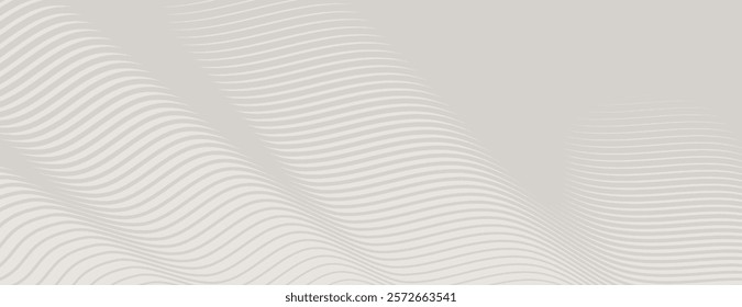 Wavy beige background with a textured, flowing pattern. The beige background creates a soft, calming effect with gentle curves. Modern wavy line pattern background. Beige background vector.