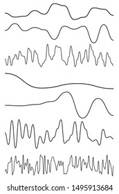 Wavy, billow (zigzag) line element set. Lines with waving effect