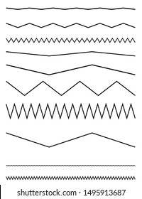 Wavy, billow (zigzag) line element set. Lines with waving effect