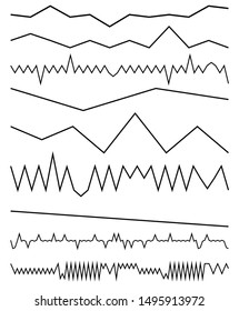 Wavy, billow (zigzag) line element set. Lines with waving effect