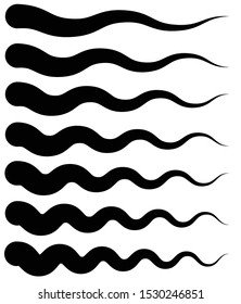 Wavy, billow, zigzag line element set. Lines with waving effect