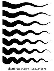 Wavy, billow, zigzag line element set. Lines with waving effect