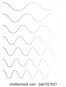 Wavy, billow (zigzag) line element set. Lines with waving effect