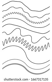 Wavy, Billow (zigzag) Linie Element Set. Linien mit Welleneffekt