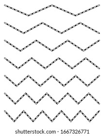 Wavy, billow (zigzag) line element set. Lines with waving effect