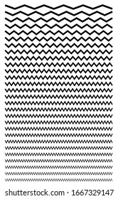 Conjunto de elementos de línea ondulados, de rejilla (zigzag). Líneas con efecto de ondulación