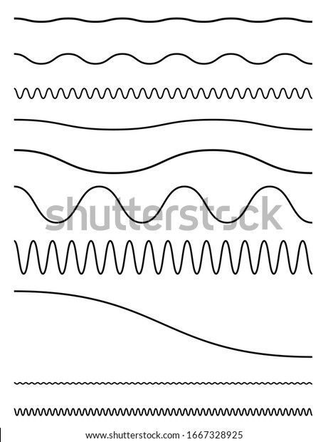 Wavy, billow (zigzag) line element set. Lines with\
waving effect