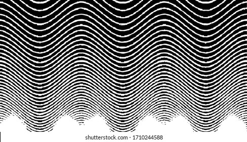 Líneas onduladas, onduladas, fluidas, patrón abstracto. Tejiendo textura de líneas. Pincel de trazos textura. Imitación de trabajo. El fondo es frío y rápido. Ilustración vectorial. EPS10.