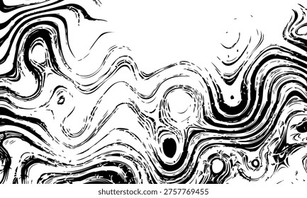 Wavy, billowy, flowing lines abstract pattern. Waving lines texture with a grunge effect on transparent overlay background. Vector illustration. EPS10.