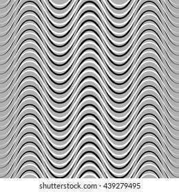 Wavy, billowy, undulating lines. Seamless geometric monochrome pattern / texture.