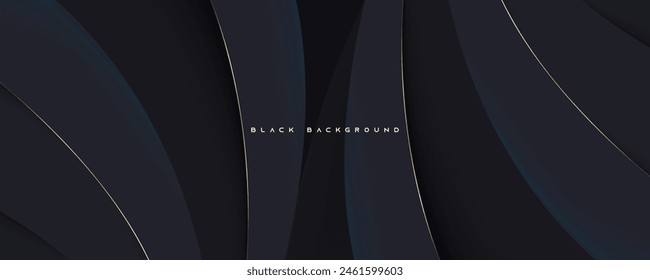 Wavy black background with gold line decoration design