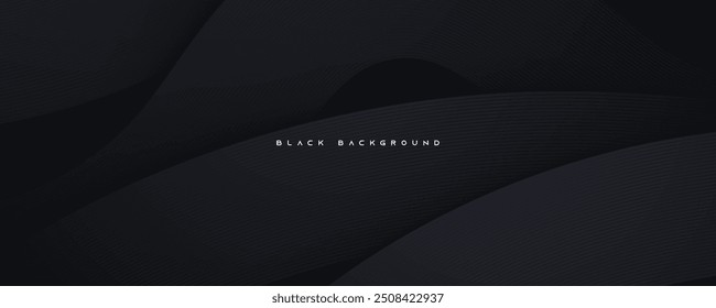 Vector de diseño de decoración de líneas de fondo negro ondulado