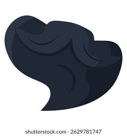 Wavy black hair cartoon style. Vector illustration