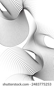 Wavy Black Halftone on White Background