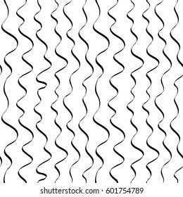 Wavy black lines on white background. Simple seamless pattern. Vector image.
