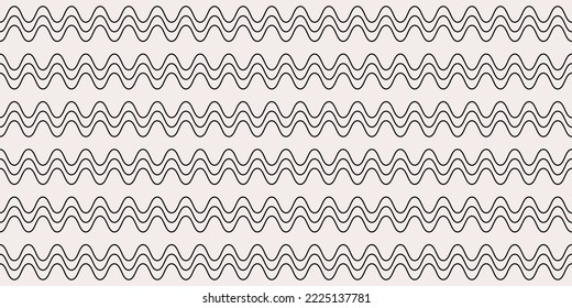 Wavy black lines, three in a row. For interiors and prints, decorations and stylish designs.