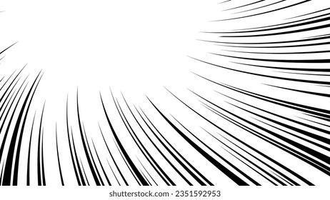 A wavy black saturated line focused on the upper left. Rectangular background illustration material with cartoon effect lines.