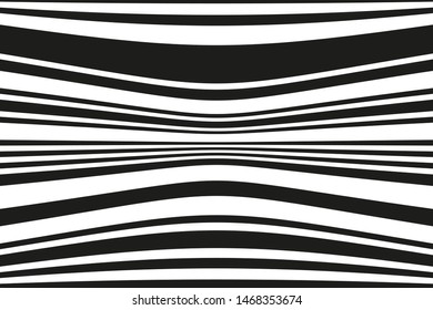 Wavy black and white lines of different thickness. Vector illustration
