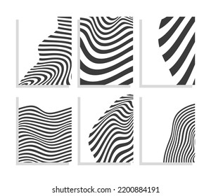 wavy black and white stripes background template set