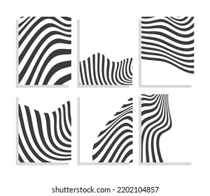 wavy black and white stripes background template set