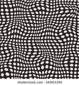 Wavy black and white stripes and spots. Abstract background. Stylized monochrome canvas pattern
