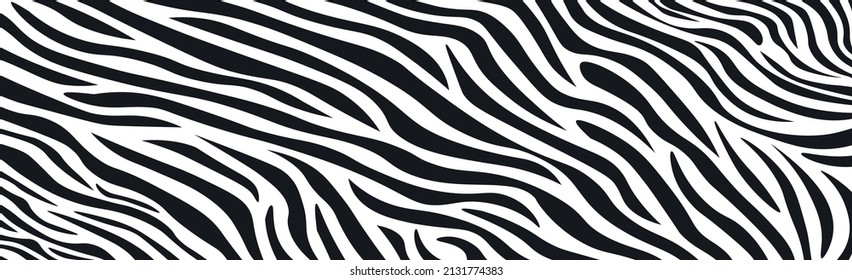 Wavy black and white zebra fur texture - Vector illustration
