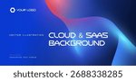 Wavy Blend Colorful Gradient Background Cloud Saas. Abstract Futuristic Texture, Wave Flow Lines Pattern Neon Blue Red Pink Glow BG for Digital Product Branding, Tech Forum. Vector Illustration