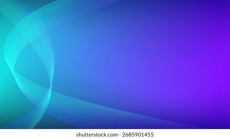 Líneas mezcladas onduladas con fondo abstracto de malla degradada azul cian y púrpura agradable para el Fondo de pantalla, el Anuncio o la tarjeta