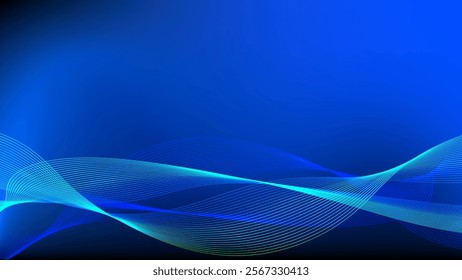 Wavy blended lines with blue gradient mesh abstract background nice for wallpaper banner or card 