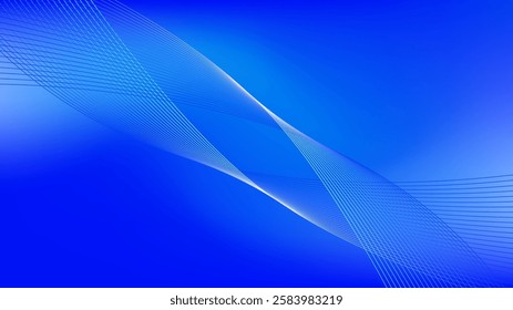 Wavy blended lines with blue gradient mesh abstract background nice for wallpaper or banner