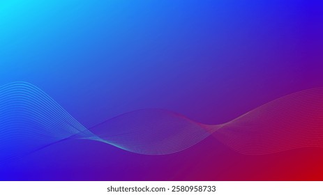 Wavy blended lines with blue purple red gradient mesh abstract background nice for wallpaper or banner