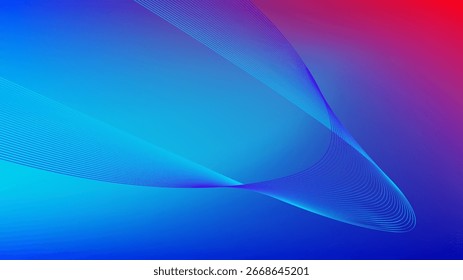 Líneas mezcladas onduladas con fondo abstracto de malla degradada azul y roja agradable para el Fondo de pantalla o el Anuncio