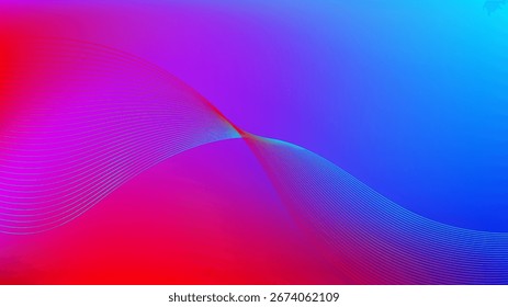 Líneas mezcladas onduladas con fondo abstracto de malla degradada púrpura rojo azul agradable para el Fondo de pantalla o el Anuncio